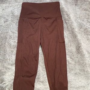 Brown Ribbed Workout leggings